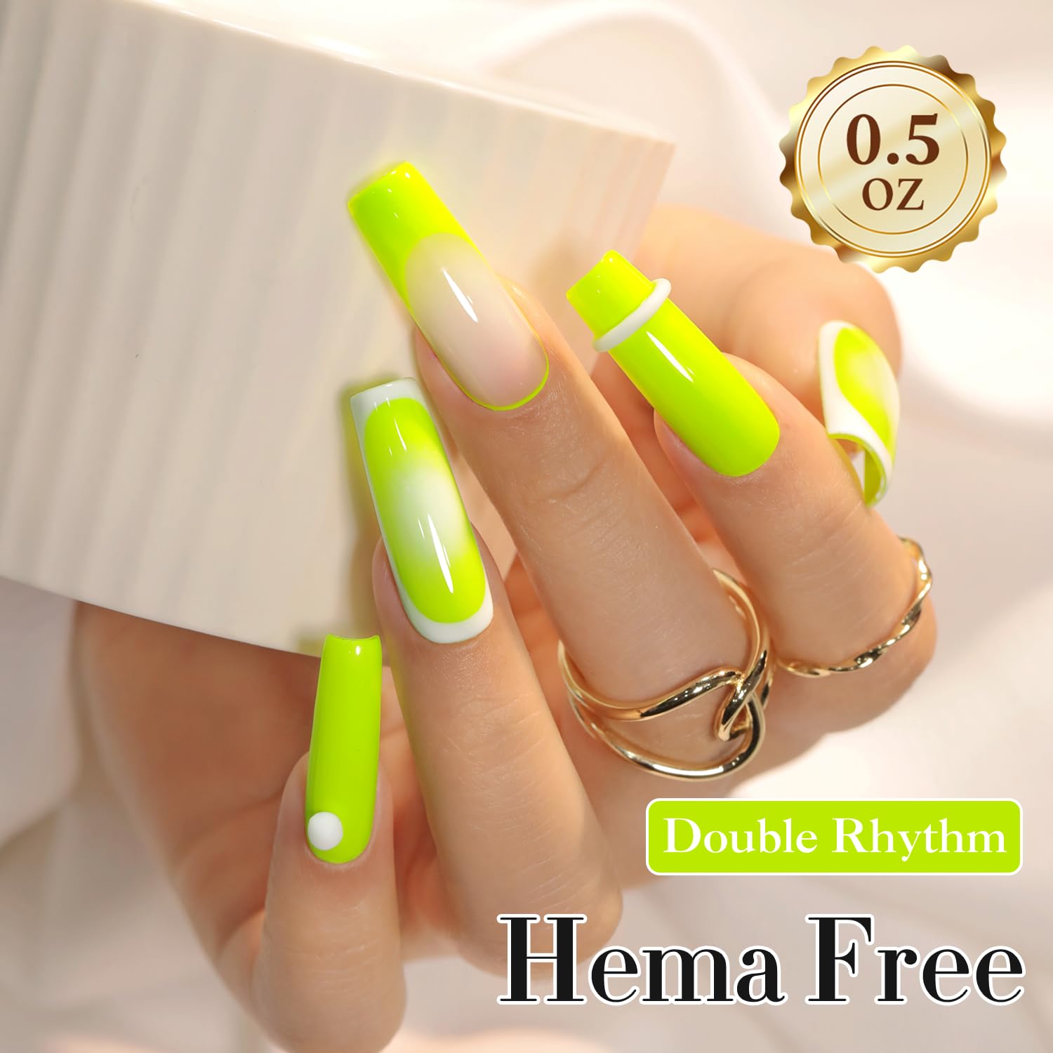 Double Rhythm 0.50 OZ Neon Green Hema-Free Gel Nail Polish 15 ML - Image 3