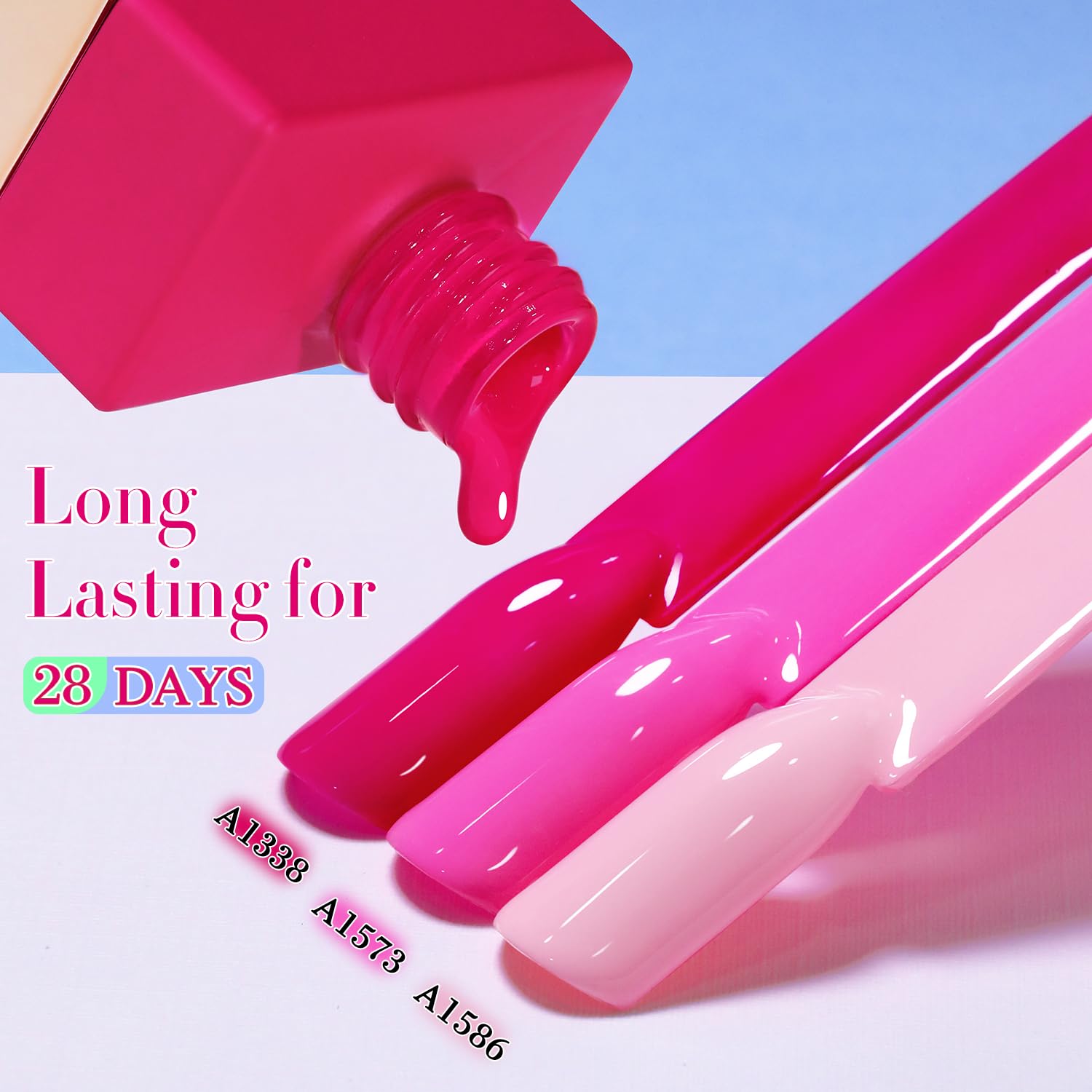 Double Rhythm 6 Pcs 15 ML Gel Polish Set - Bright Neon Pink & Purple for Nail Art - Image 9