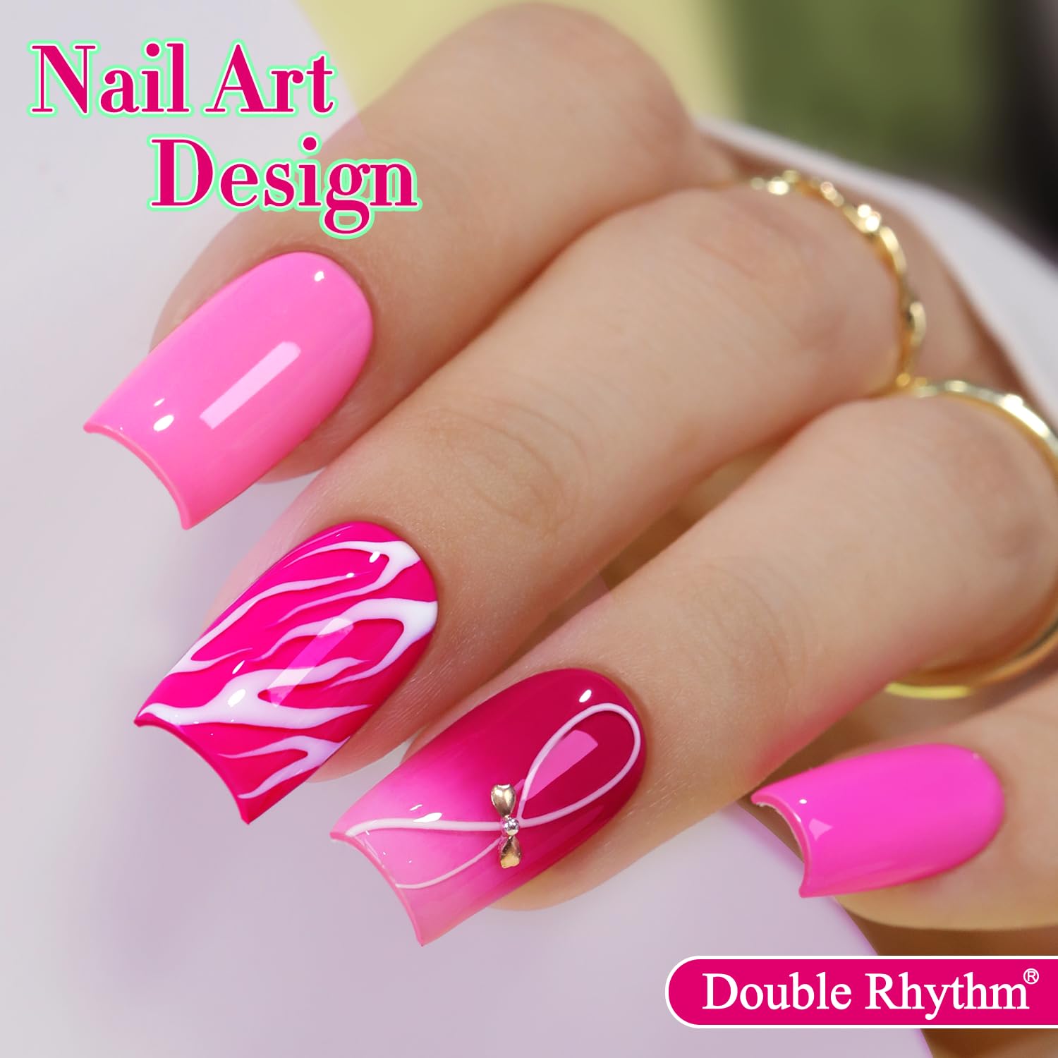 Double Rhythm 6 Pcs 15 ML Gel Polish Set - Bright Neon Pink & Purple for Nail Art - Image 6