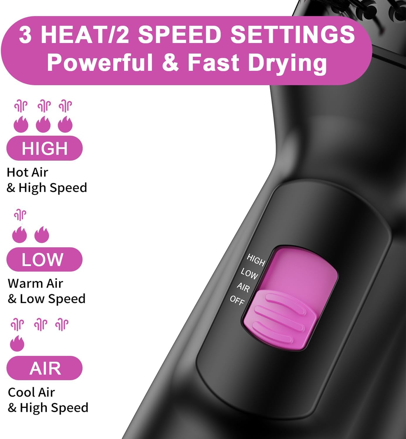 Dual Voltage Mini Hair Dryer Brush 120V-240V Anti-frizz Volumizer with UK/EU Plug - Image 5