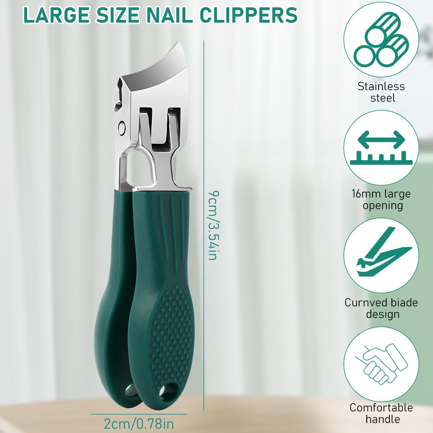 Eagle Beak 3-Piece Nail Clipper Set Wide Jaw 1.5-Inch Opening Long Handle for Adults - Image 6