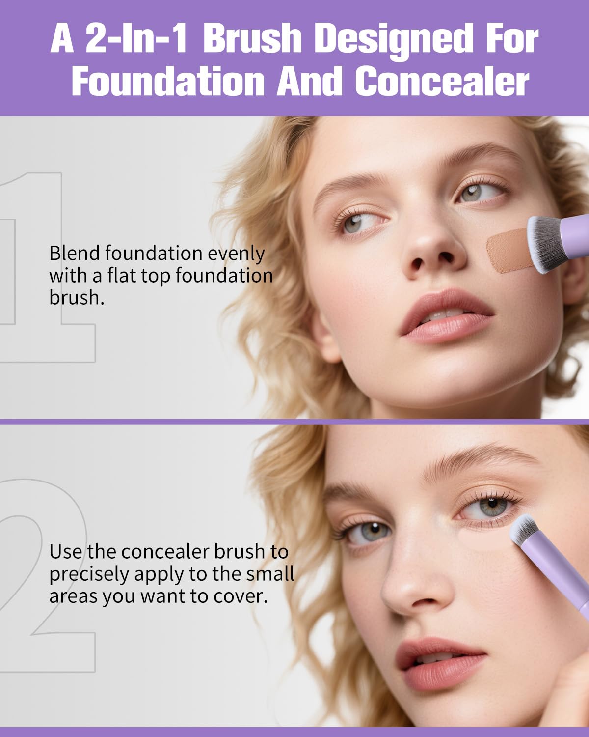 EIGSHOW Dual Ended Foundation and Concealer Brush with Silver Ion Bristles for Flawless Coverage - Image 4