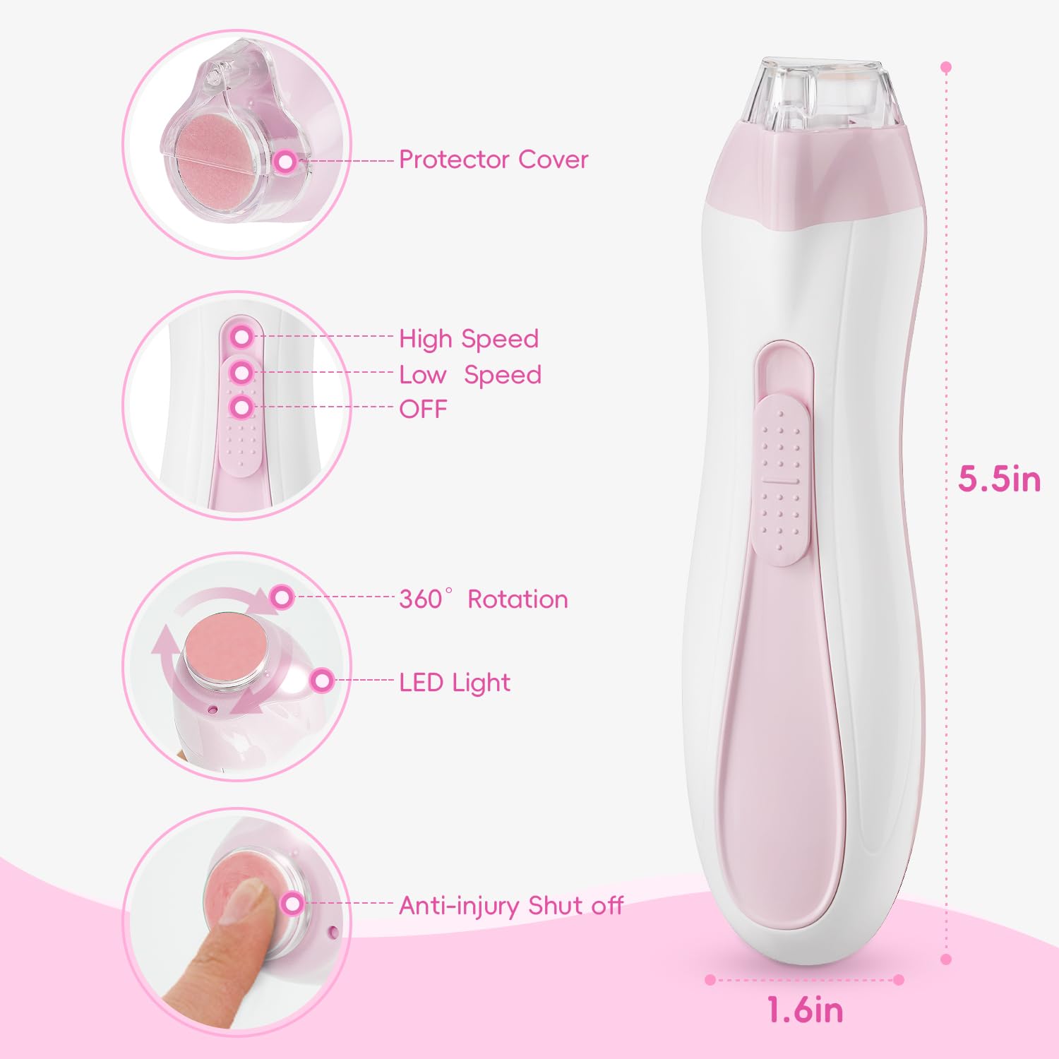 Electric Baby Nail Trimmer 15-in-1 with Built-in Light and 15 Grinding Pads - Image 2