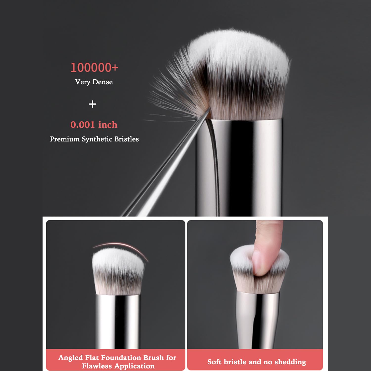 ELESDA Angled Foundation and Concealer Makeup Brush for Flawless Liquid and Cream Application - Image 2