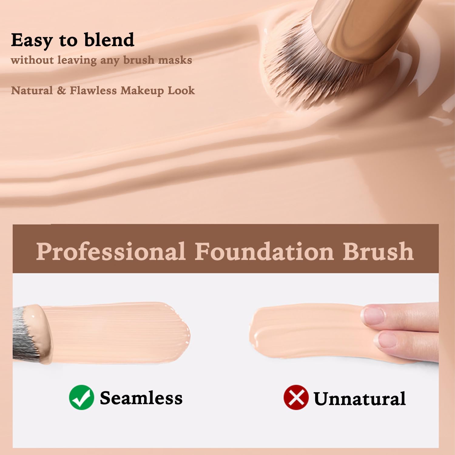 ELESDA Angled Foundation and Concealer Makeup Brush for Flawless Liquid and Cream Application - Image 4