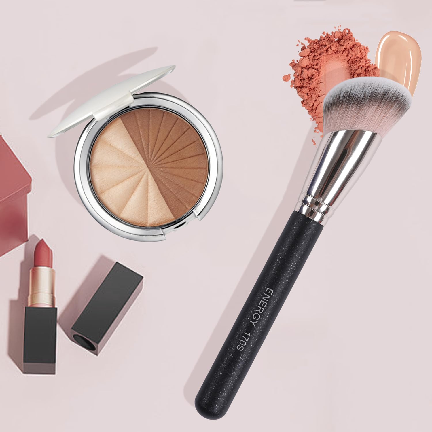 ENERGY Angled Vegan Synthetic Makeup Brush for Liquid Cream Powder Blush Bronzer - Image 6