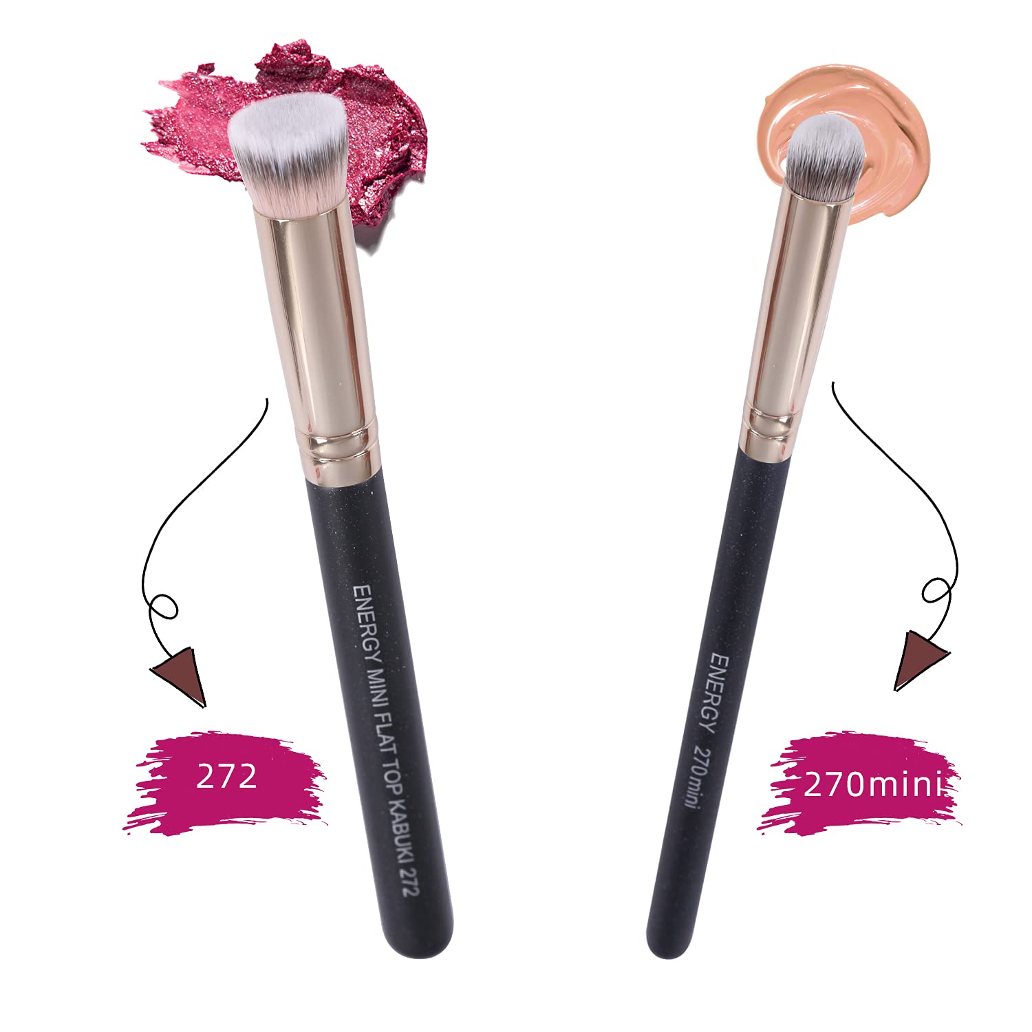 ENERGY 5-Piece Mini Kabuki Brush Set: Flat Top & Slant Concealer Brushes for Flawless Makeup Blending - Image 6