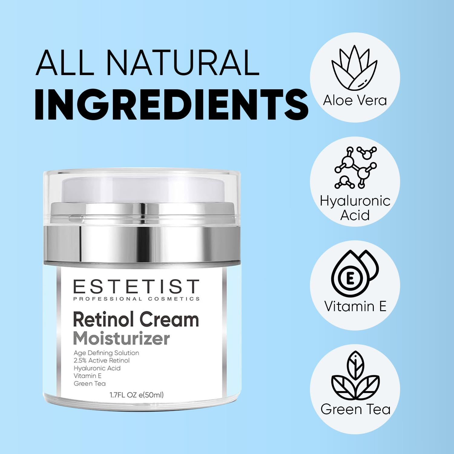 ESTETIST Organic Daily Face Moisturizer with Hyaluronic Acid and 2.5% Retinol, 50ml - Image 3