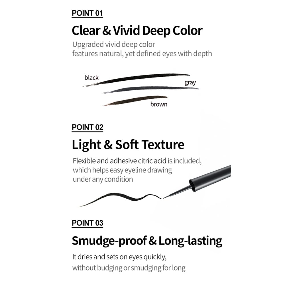 ETUDE OH M'EYE LINE 5ml Brown Liquid Eyeliner Intense Precision Smudge Proof Long Lasting - Image 3