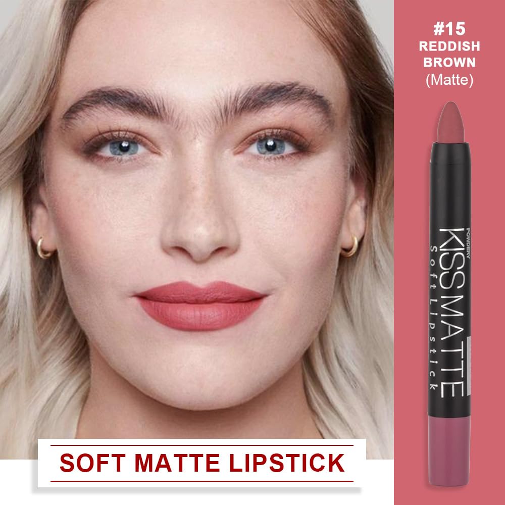 Evpct 1Pcs Bright Pink Matte Lip Pencil Crayon Liner 15g Women - Image 2
