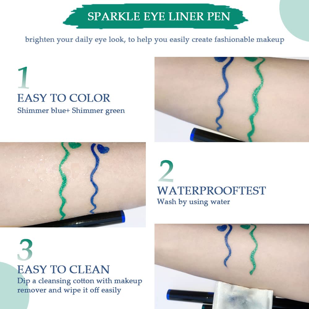 Evpct 2Pcs Glitter Liquid Eyeliner Pencil Set with Waterproof Mascara - Image 5