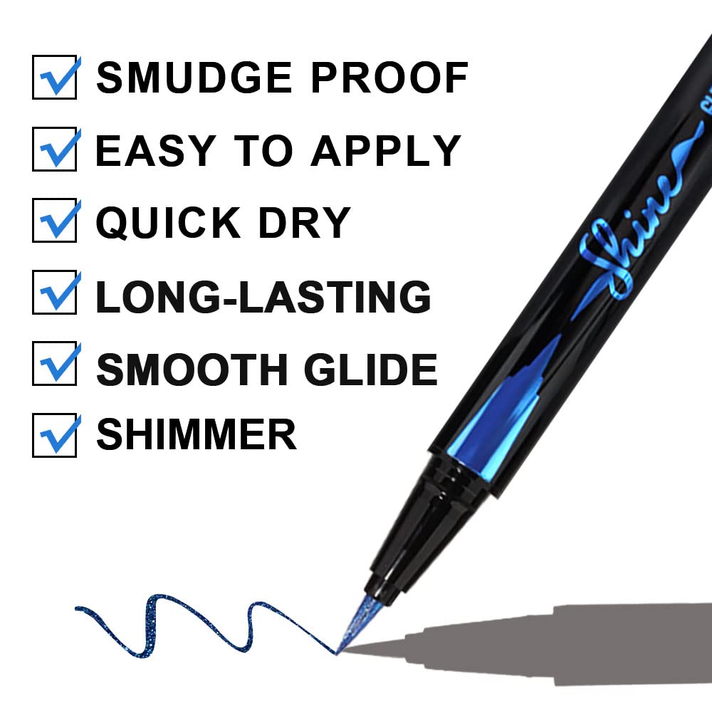 Evpct 2Pcs Glitter Liquid Eyeliner Pencil Set with Waterproof Mascara - Image 2