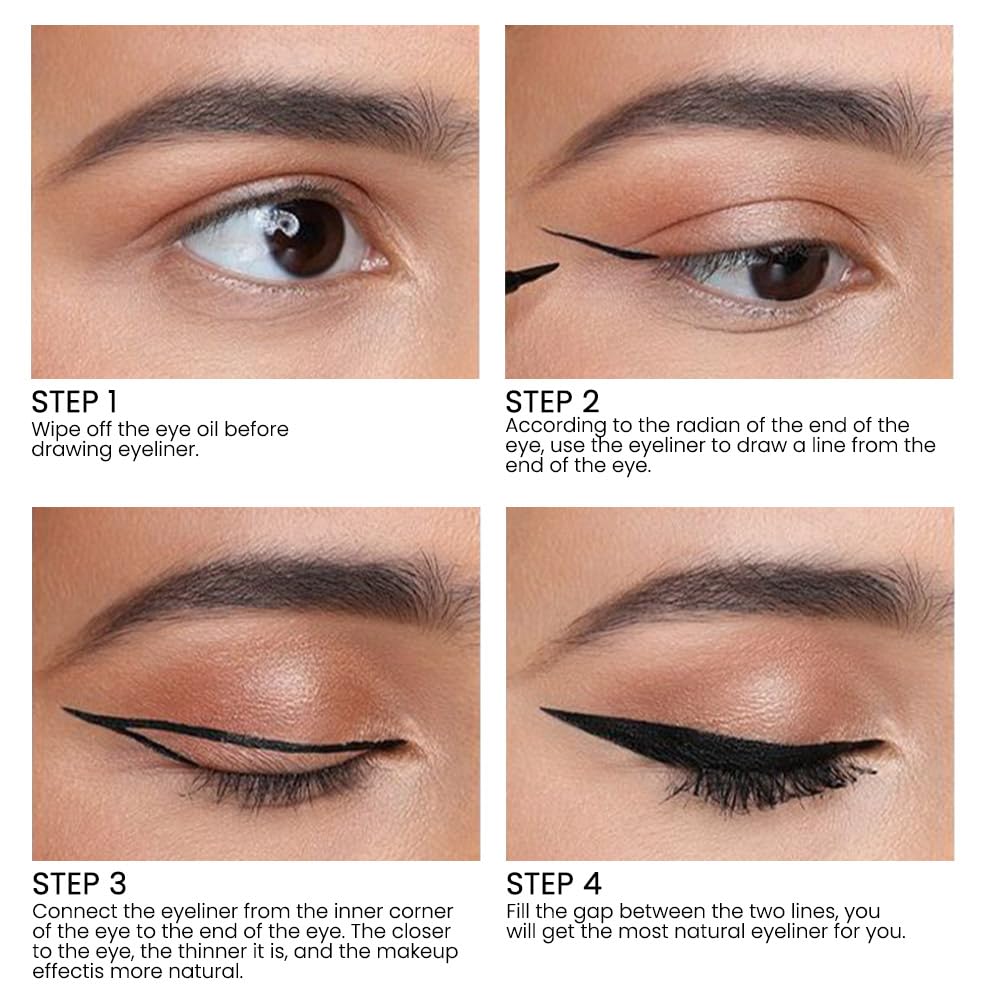 EVPCT 2-Piece Waterproof Liquid Eyeliner Set with Colorful Stamps for Women, Black - Image 5