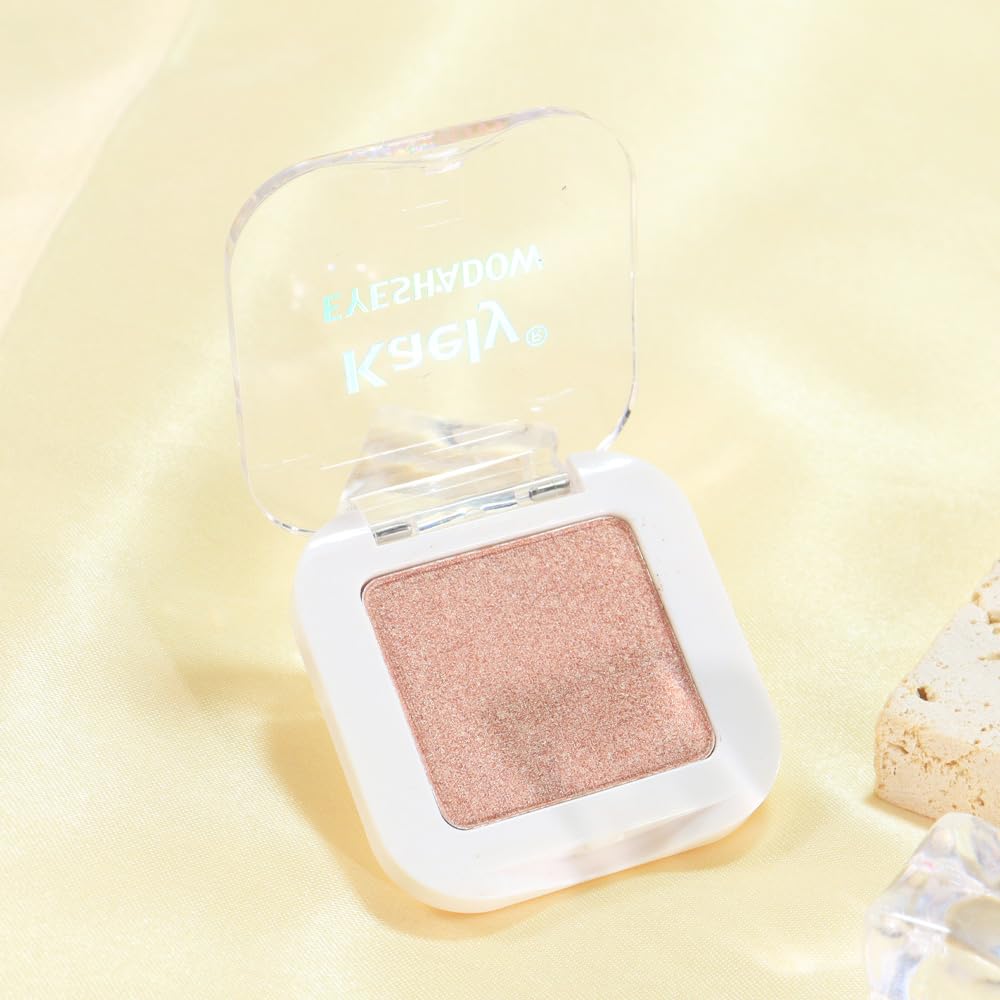 EVPCT Champagne Shimmer Single Eyeshadow Palette for Mature Women, Rose Gold Pink Shades - Image 5