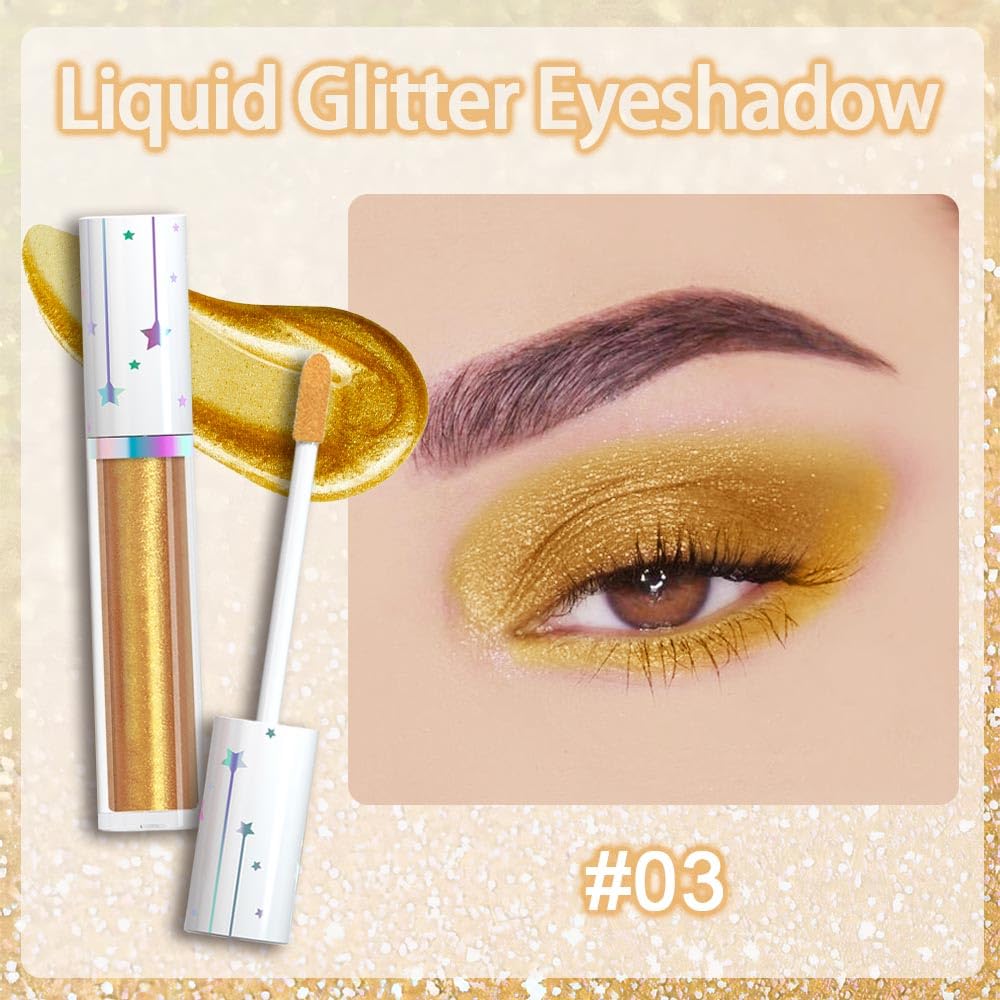 EVPCT Shimmery Glitter Eyeliner Stick Waterproof High Pigment Metallic Makeup 03 Ochre - Image 2