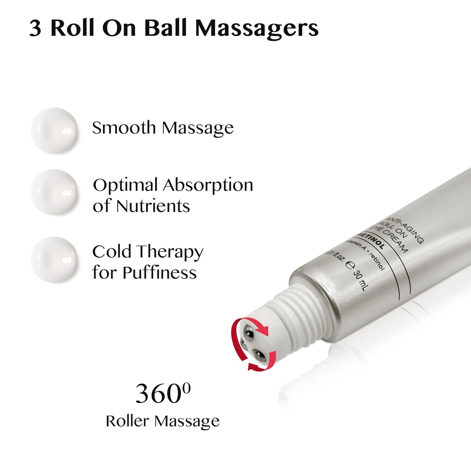 Retinol Niacinamide Eye Cream Roller 15ml for Dark Circles and Puffiness - Image 4