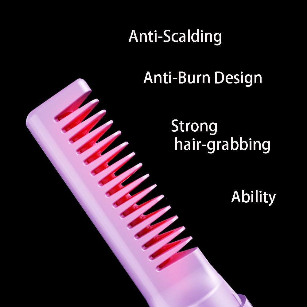 FA FIGHTART Portable Cordless Mini Hair Straightener with LCD Display and USB Charging - Pink - Image 4