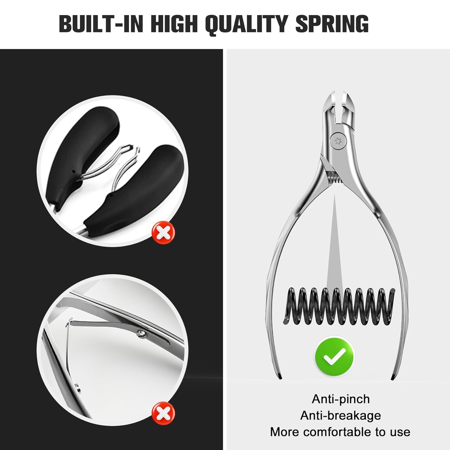 FERYES Stainless Steel Wide Jaw Thick Toenail Clippers with Catcher for Seniors - Image 3
