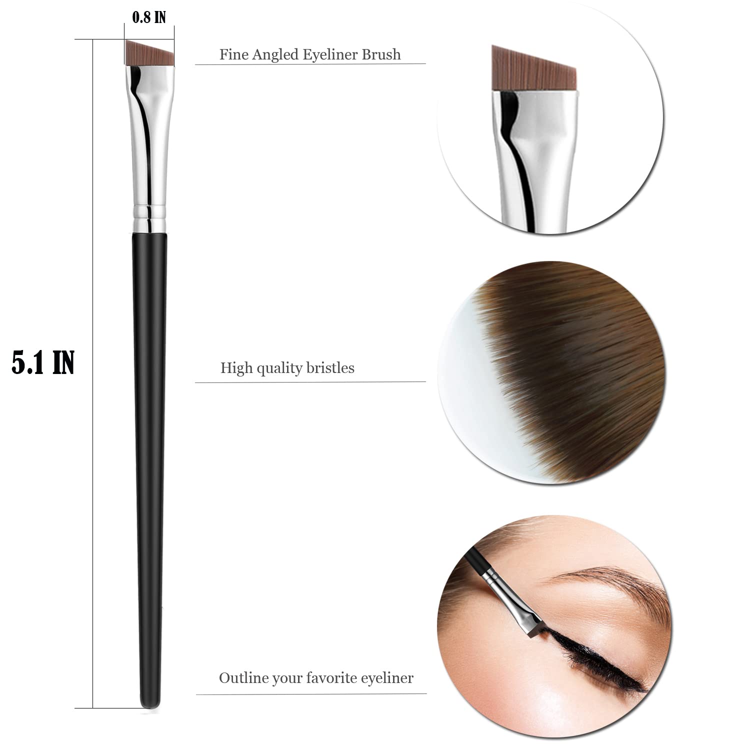 Fine Angled Eyeliner Brush Set, Precision Gel Eye Makeup Tool, Synthetic Bristles, Set of 5 - Image 2
