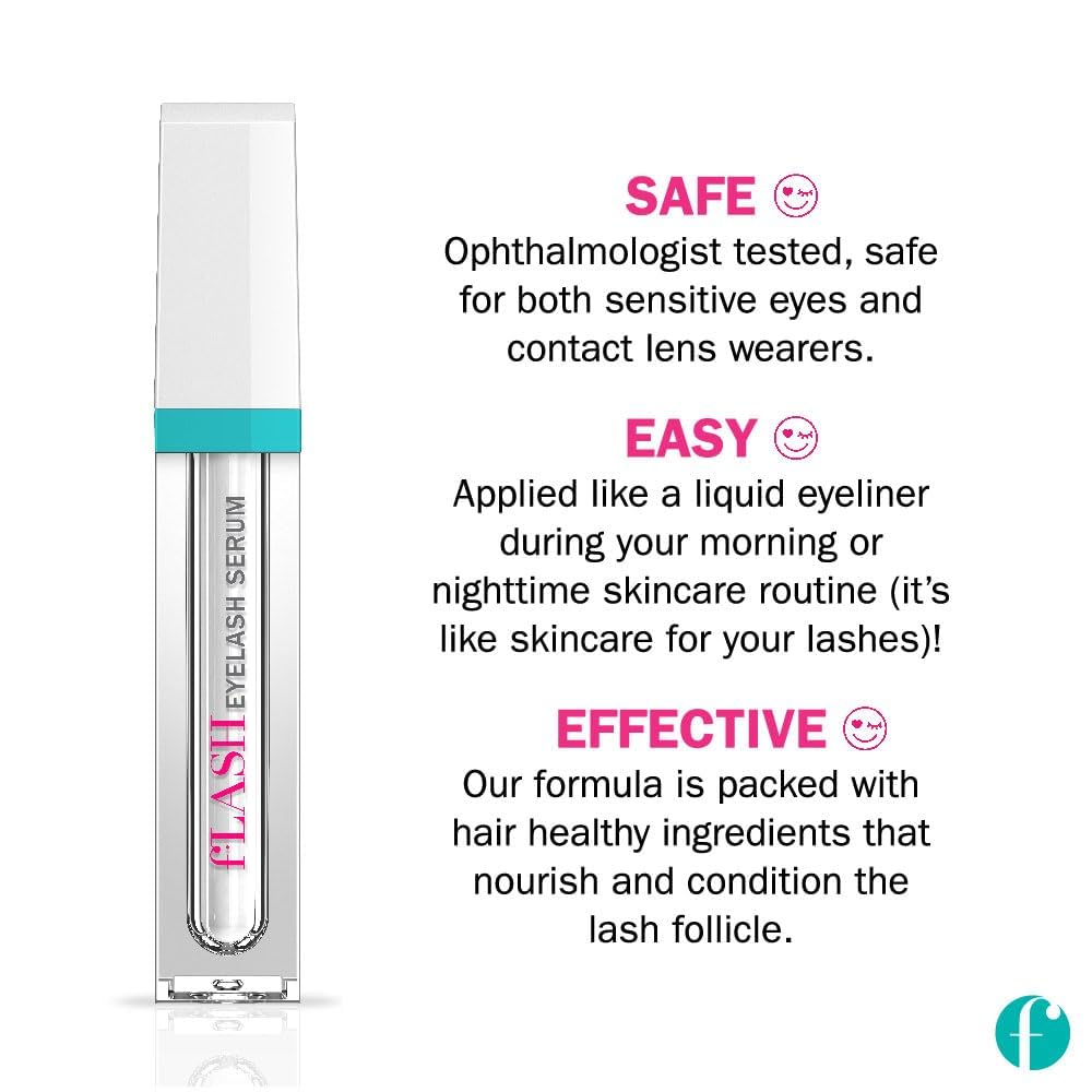 FLASH Eyelash Serum for Longer, Curled Lashes, 2mL Size, Gentle for Sensitive Eyes - Image 3