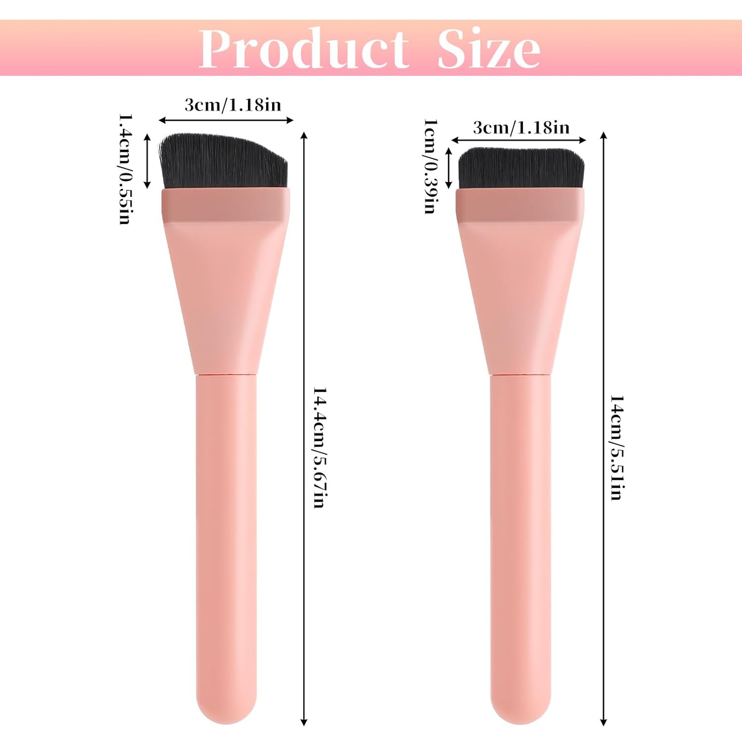 2 Piece Flat Foundation Makeup Brush Set for Cream Liquid Powder Blending - Image 2