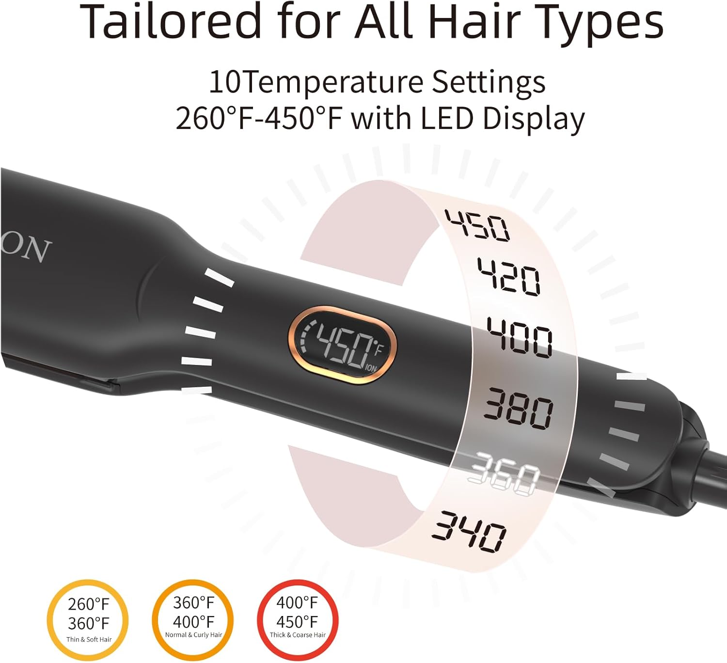 Extra Wide 1.7" Ceramic Flat Iron Hair Straightener with Digital Temperature Control - Image 4