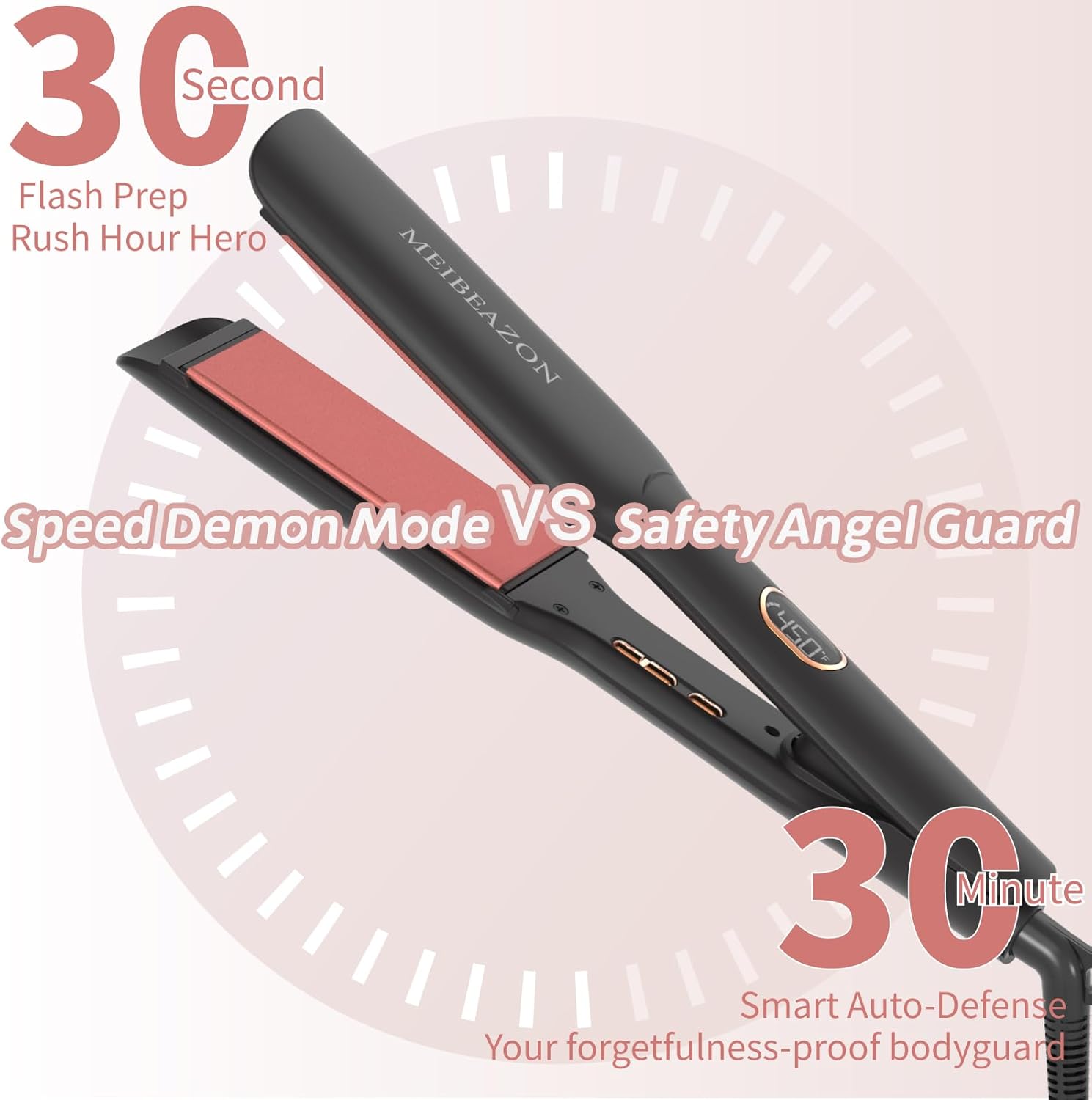Extra Wide 1.7" Ceramic Flat Iron Hair Straightener with Digital Temperature Control - Image 5