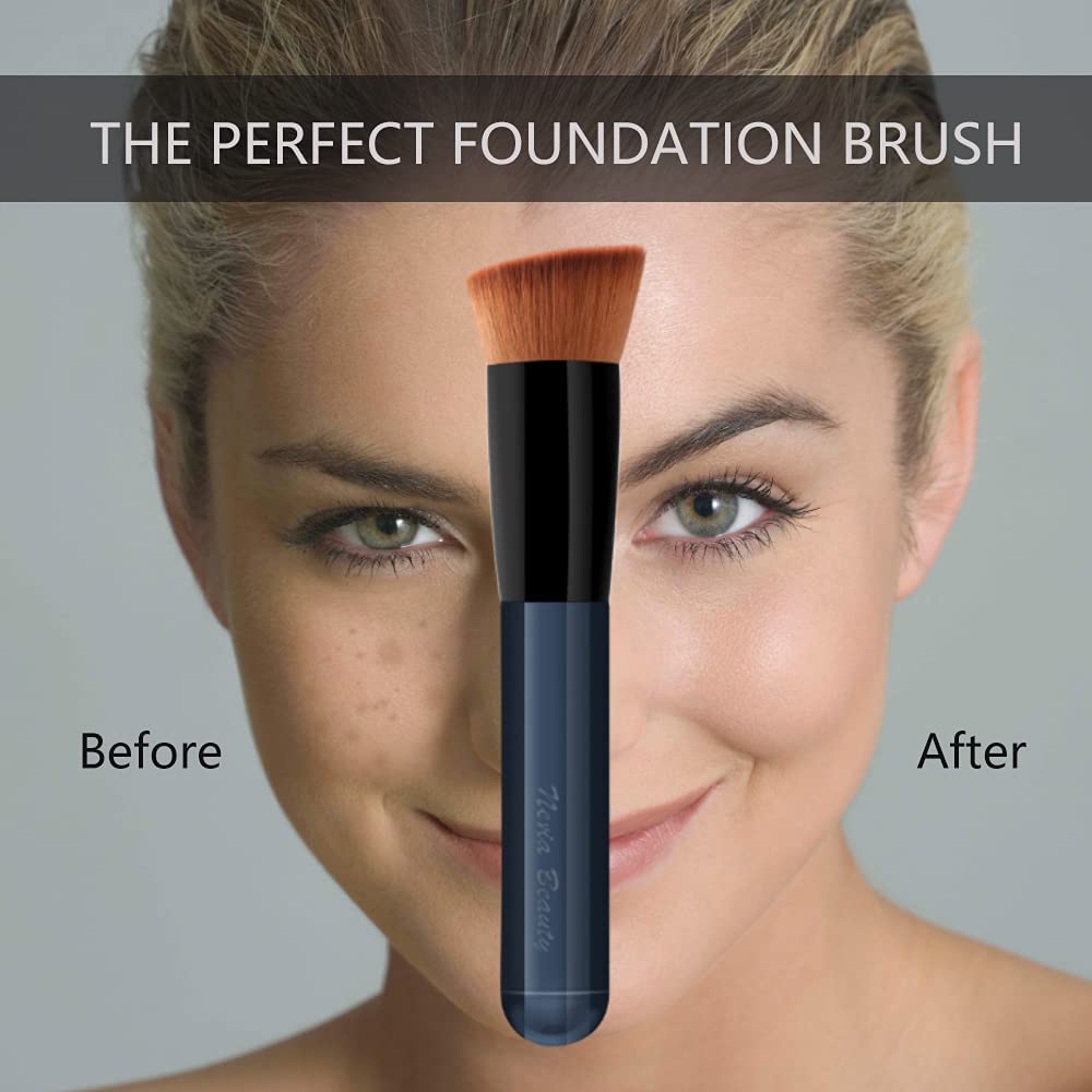Travel Size Flat Top Kabuki Foundation Brush for Liquid, Cream, Powder Makeup Application - Image 6