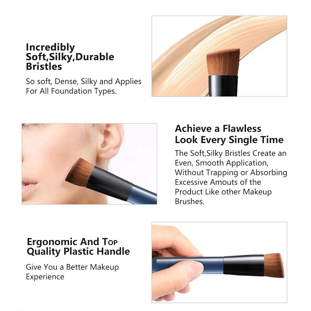 Travel Size Flat Top Kabuki Foundation Brush for Liquid, Cream, Powder Makeup Application - Image 4
