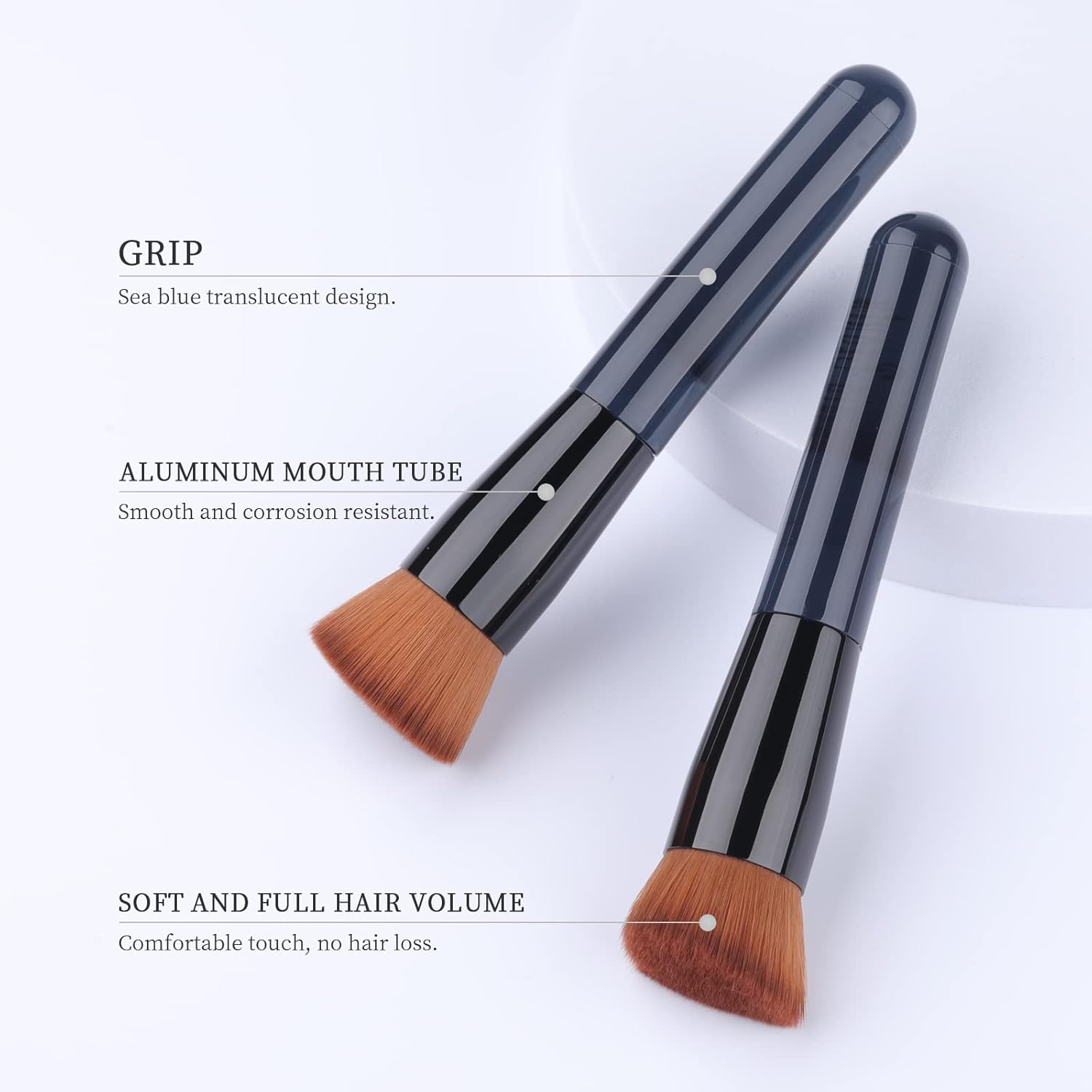 Travel Size Flat Top Kabuki Foundation Brush for Liquid, Cream, Powder Makeup Application - Image 3