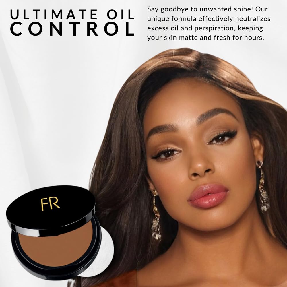 Flori Roberts Luxury Oil Blotting Pressed Powder for Deeper Skin Tones, Long Lasting Shine Control - Image 2