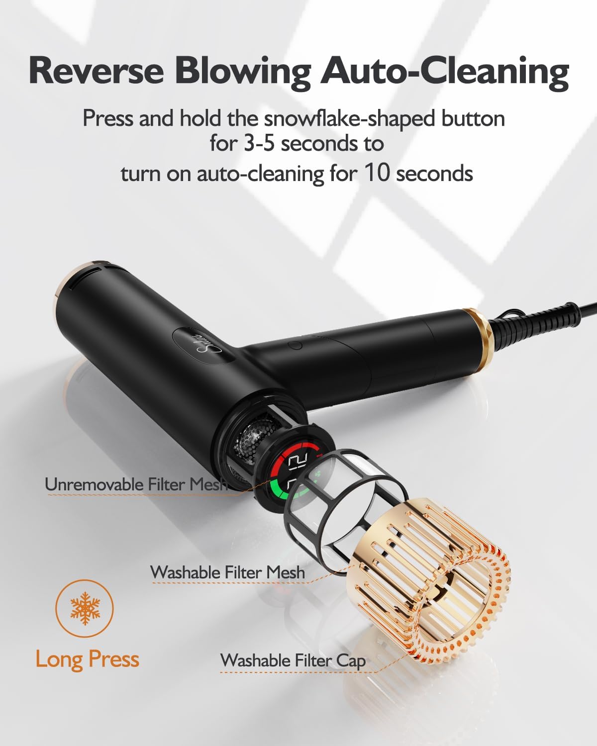 Ionic Mini Foldable Hair Dryer with Diffuser, 3 Speeds, 3 Heat Settings - Image 6