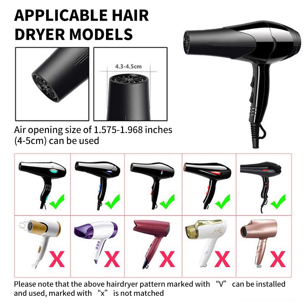 Black Foldable Portable Hair Dryer Diffuser Attachment for Travel, Fits 1.57-1.96 inch Nozzles - Image 2