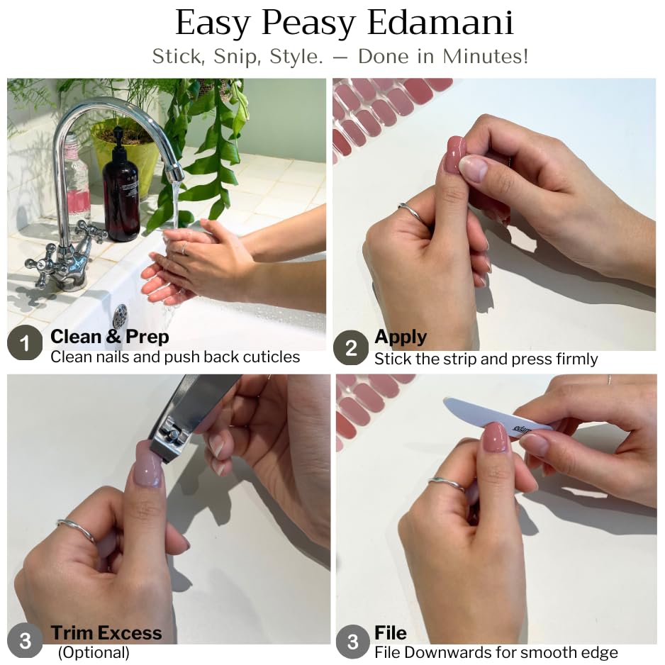 Petal Frost 100% Real Gel Nail Wraps - Instant Salon Look, 14 Day Wear - Image 6