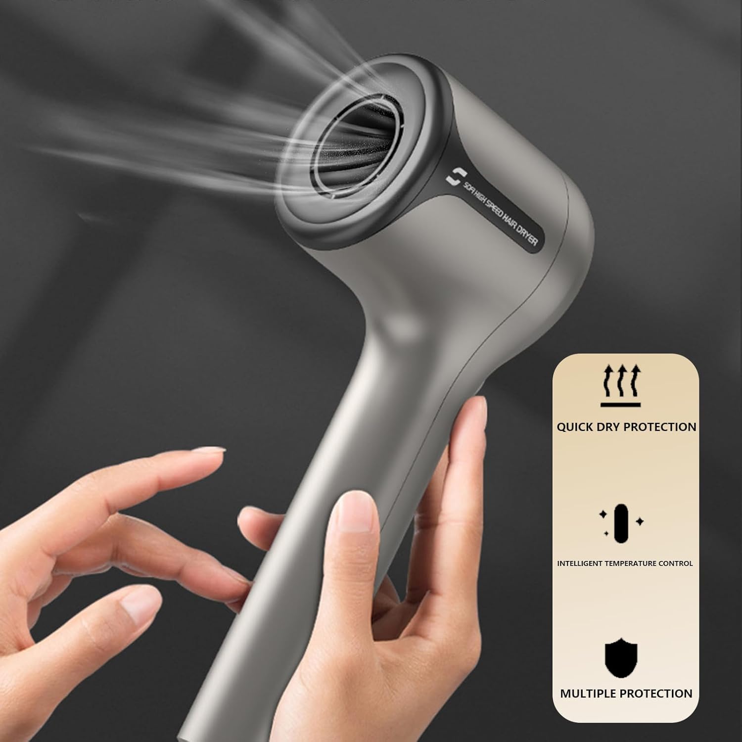 G1 Ionic Hair Dryer with Brushless DC Motor, Fast-Drying, Low Noise, 2 Nozzles, Travel Size - Image 5