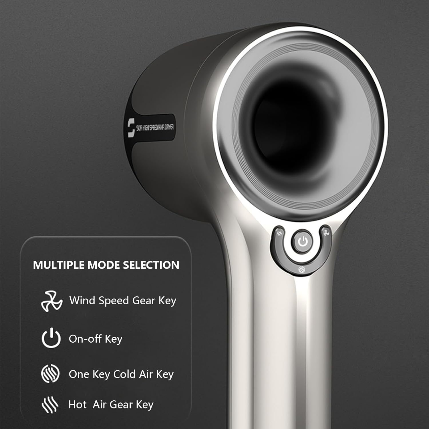 G1 Ionic Hair Dryer with Brushless DC Motor, Fast-Drying, Low Noise, 2 Nozzles, Travel Size - Image 2