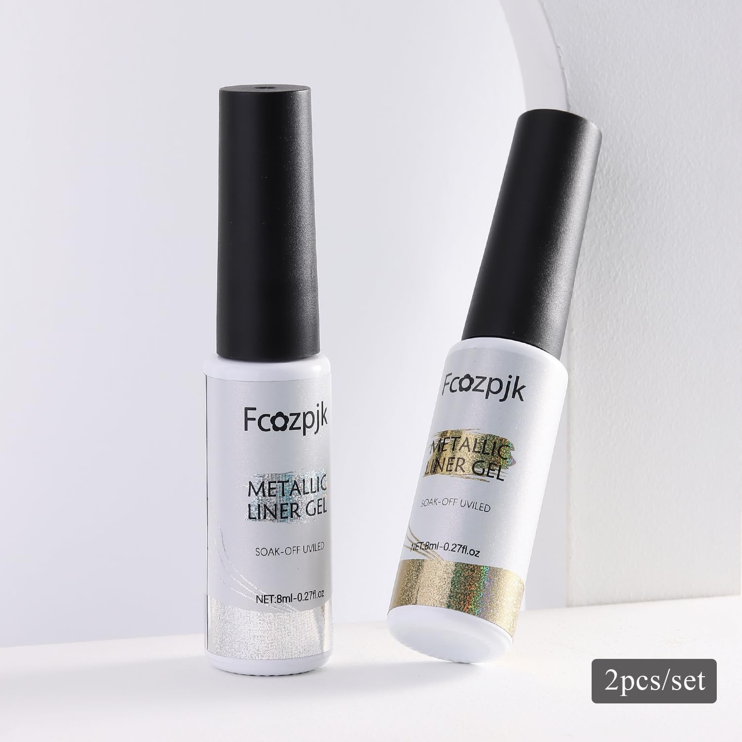 Silver Gold Glitter Gel Art Liner Set with Brush Tool 2 Pieces 8ml - Image 6