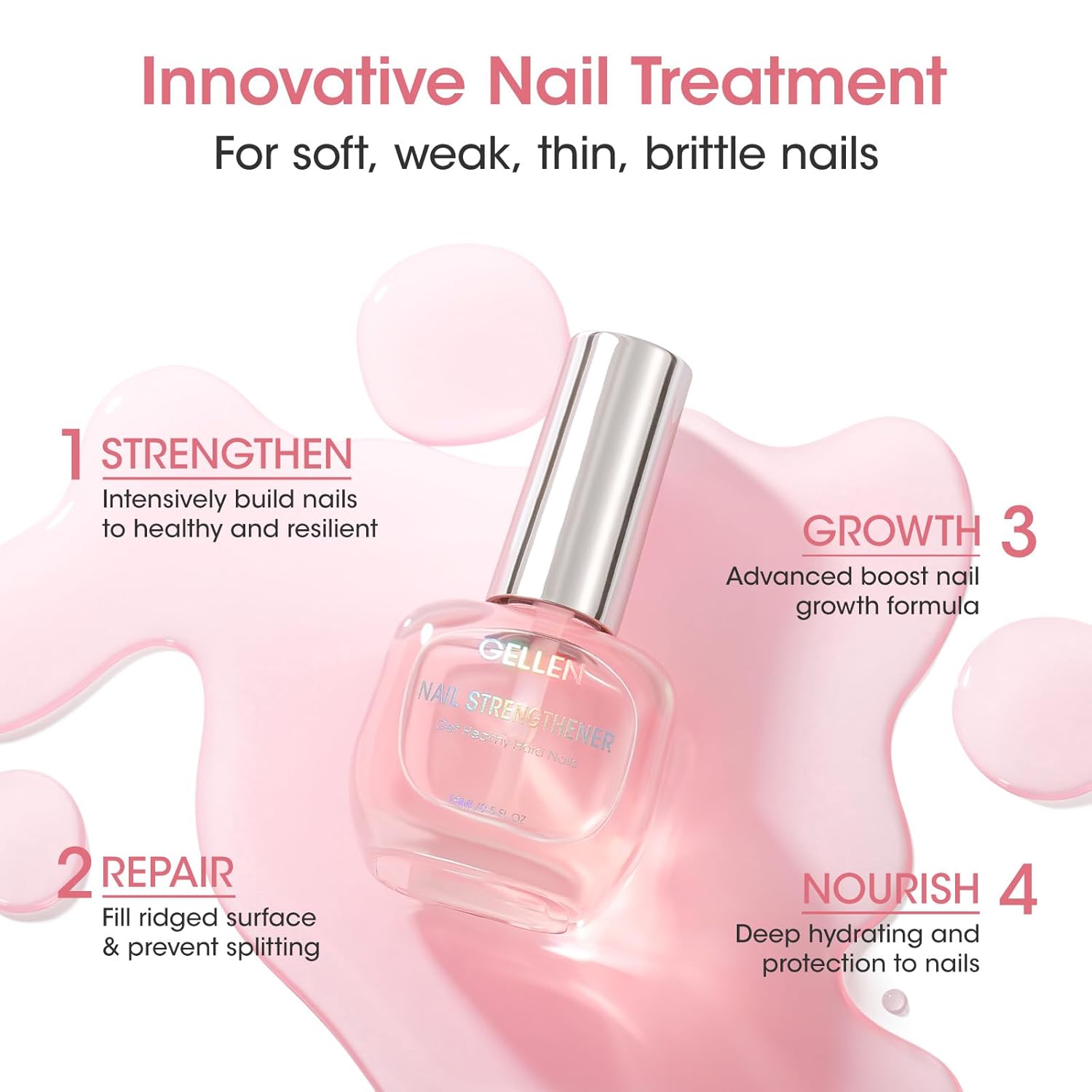Gellen 15ml Sakura Scent 4-in-1 Nail Strengthener Serum for Thin Damaged Nails - Image 2