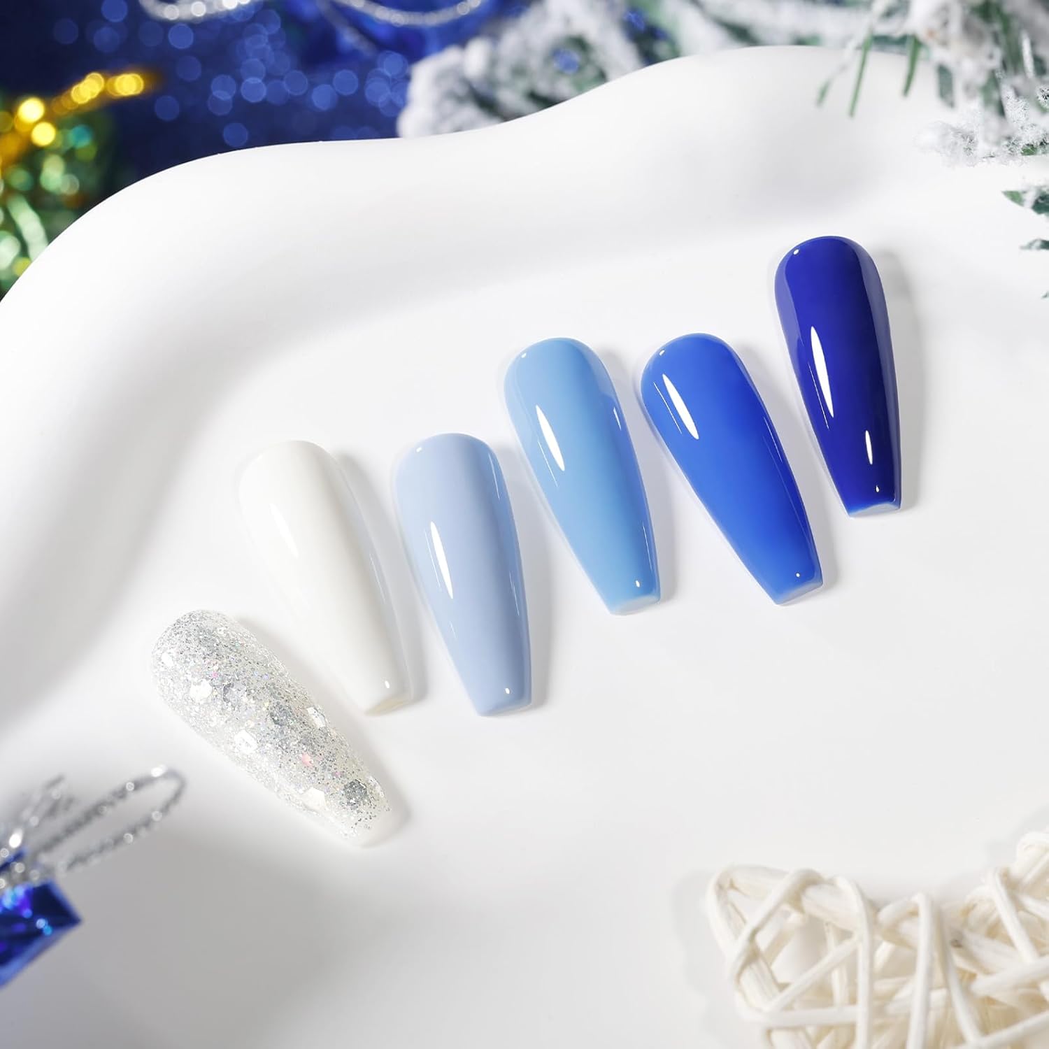 GELLEN 6-Color Blue Gel Nail Polish Set, UV Glossy Soak Off for Women and Girls - Image 2