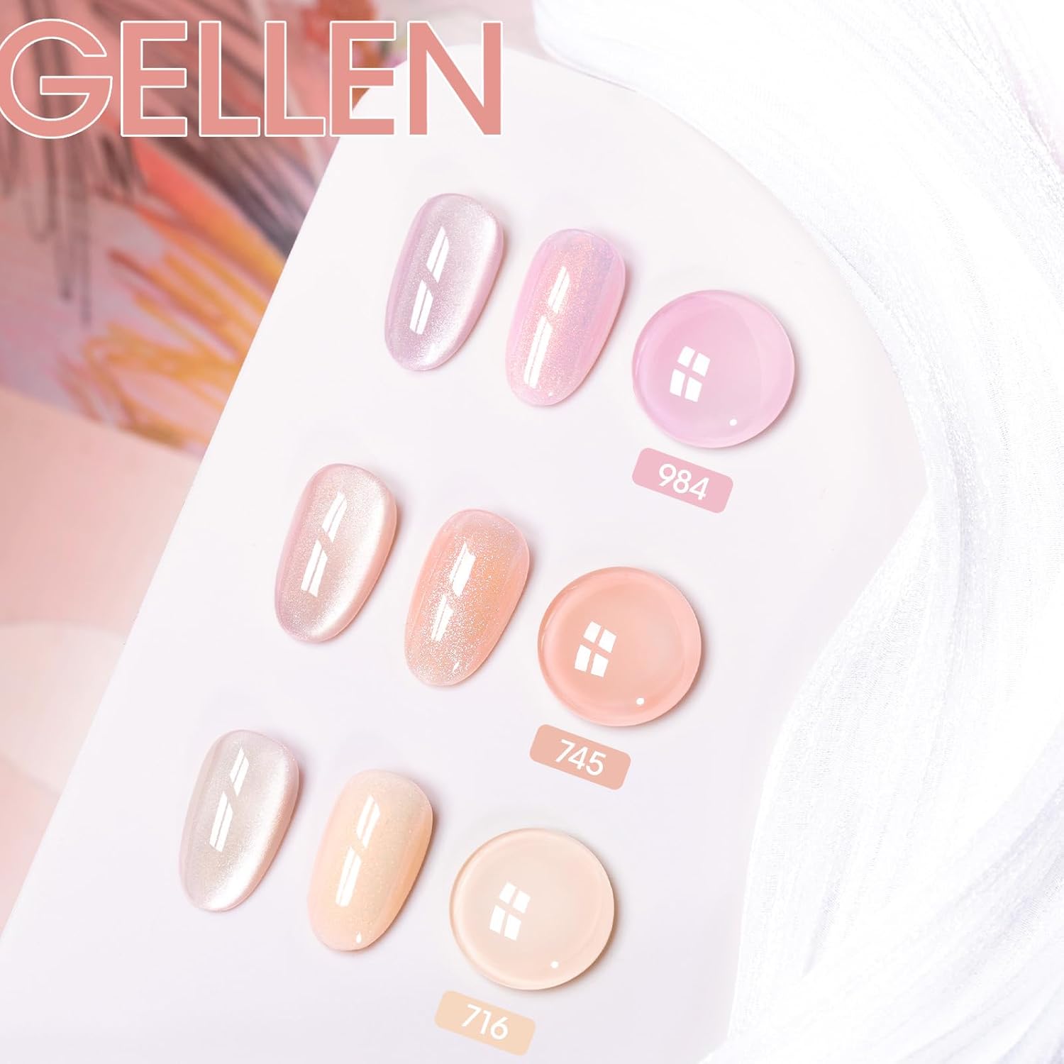 GELLEN 6-Piece Nude Pink Jelly Gel Nail Polish Set with Glitter and Blooming Effect - Image 2