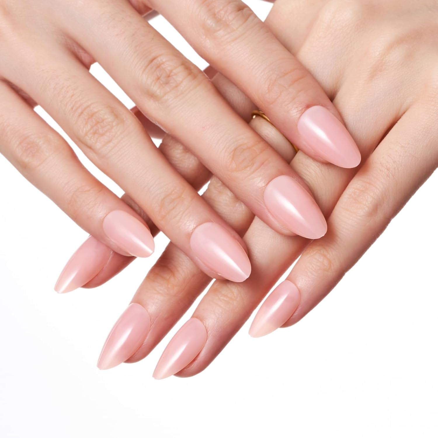 GLAMERMAID Short Almond Reusable Light Pink Nude Gel Press On Nails Kit - Image 7