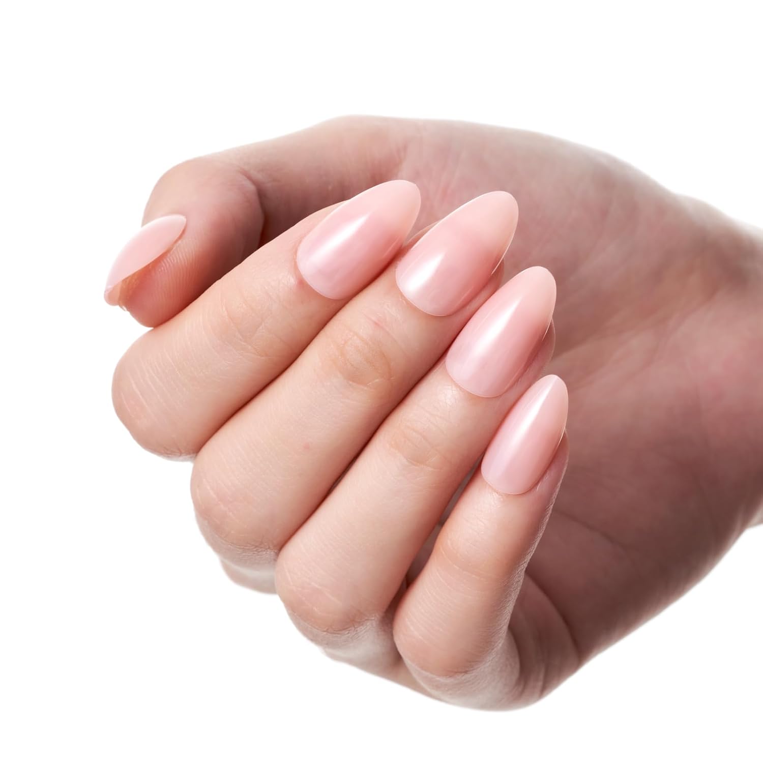 GLAMERMAID Short Almond Reusable Light Pink Nude Gel Press On Nails Kit - Image 8
