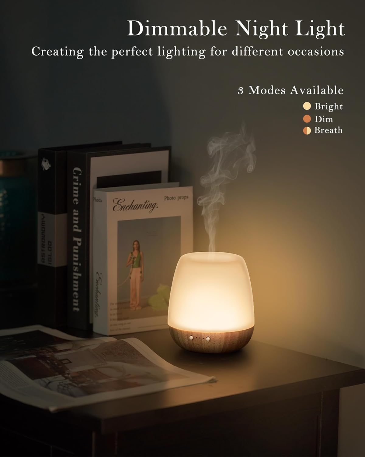 Glass Essential Oil Diffuser 180ml Ultrasonic Aroma Diffuser with Auto-Off Timer and Night Light - Image 5