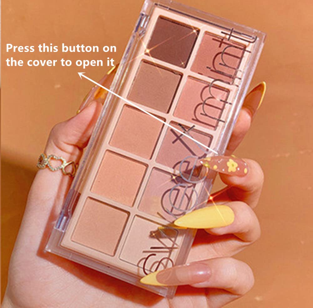 Go Ho 10 Color Matte Eyeshadow Palette Waterproof Blendable Highly Pigmented 05 - Image 3