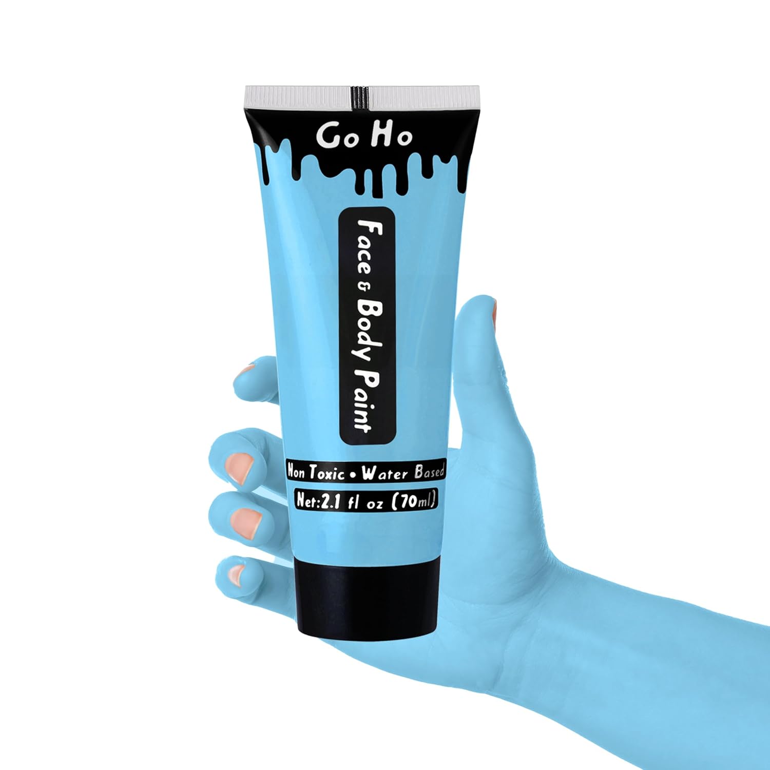 Go Ho Washable Light Blue Face and Body Paint, 2.37 oz Cream for Costumes Cosplay - Image 4