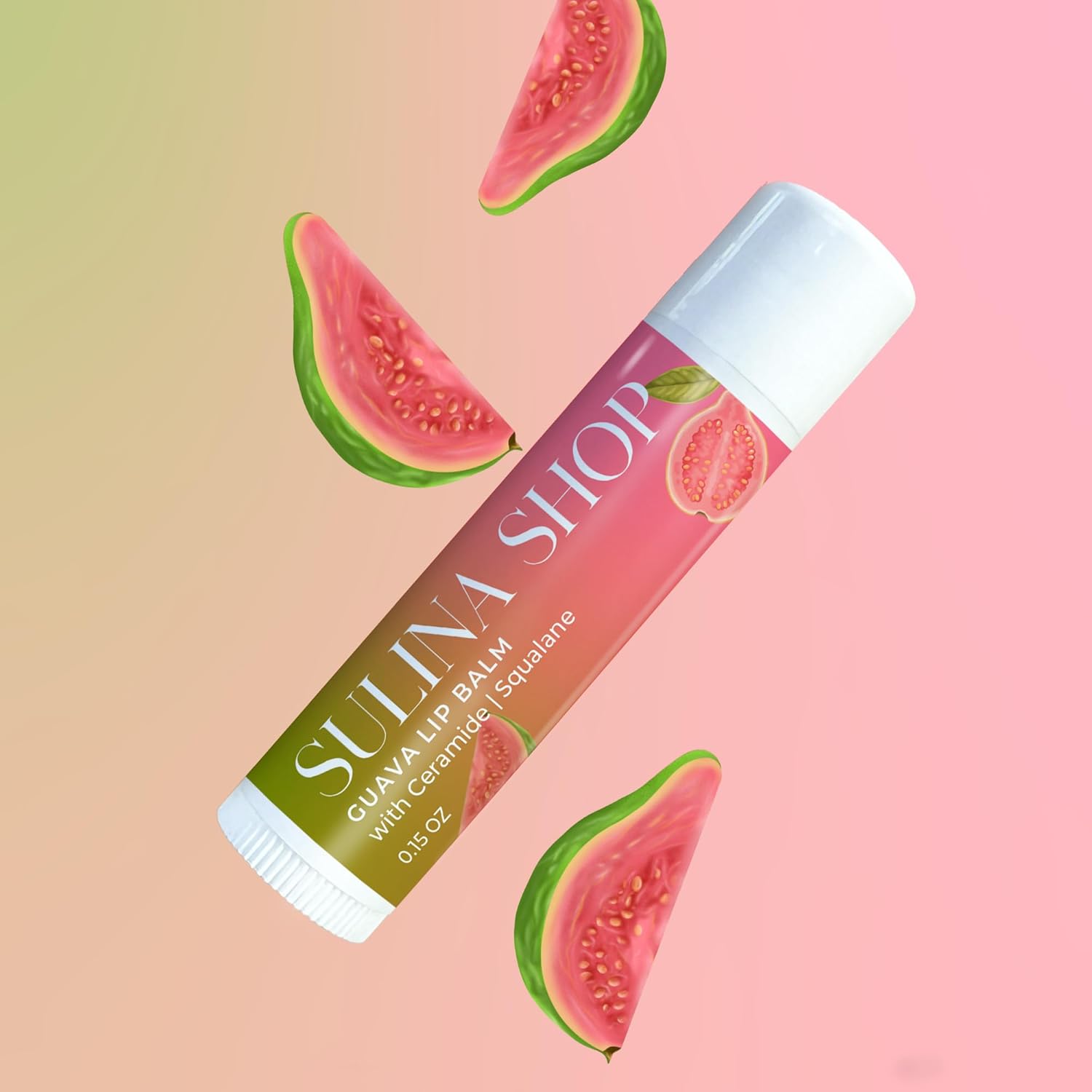 Guava Hydrating Lip Balm for Dry Lips Natural Moisturizer with Ceramide Squalane Castor Oil 0.15 Oz - Image 2