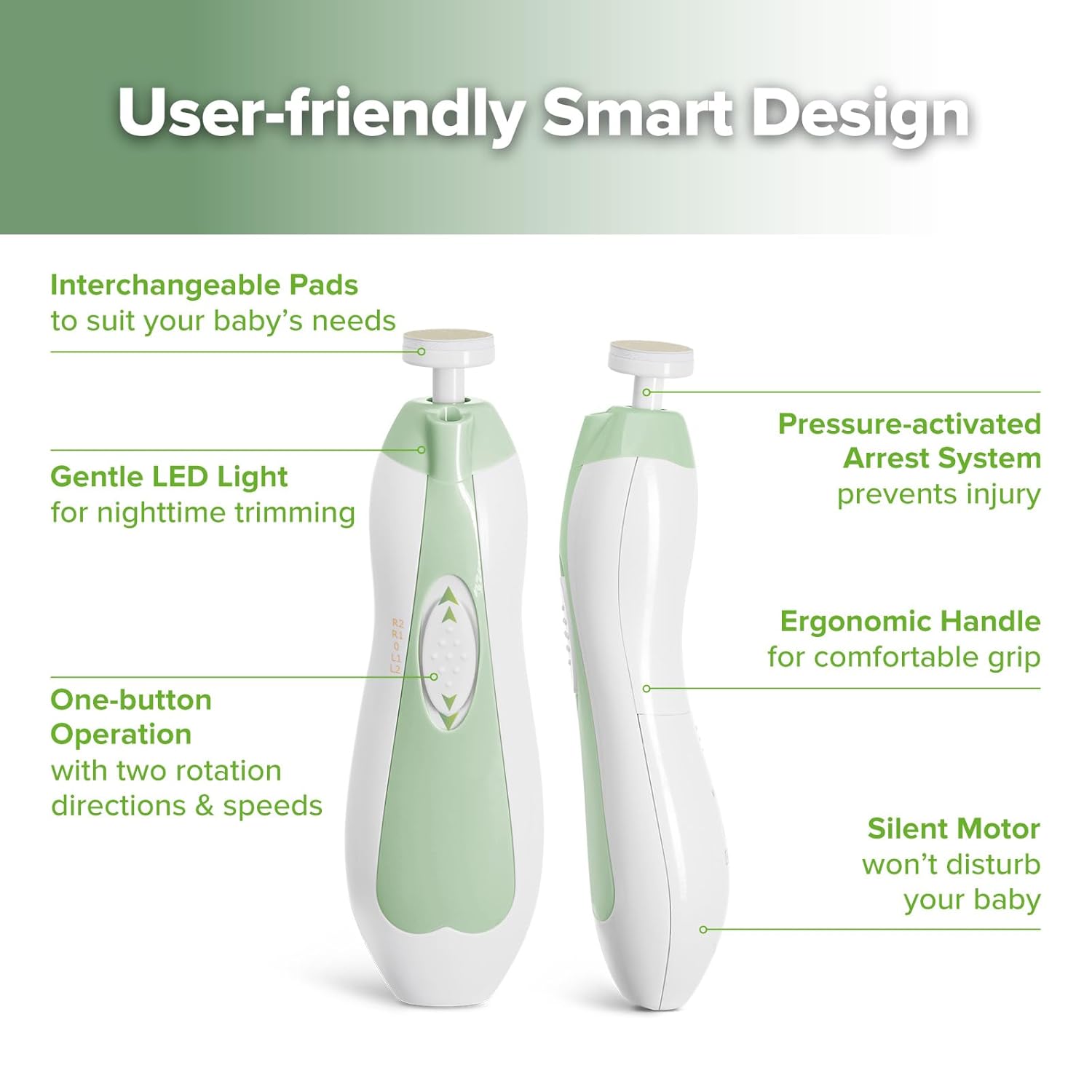 Haakaa Electric Baby Nail Trimmer Kit for Newborns Toddlers Adults Meadow 4 Pads - Image 5