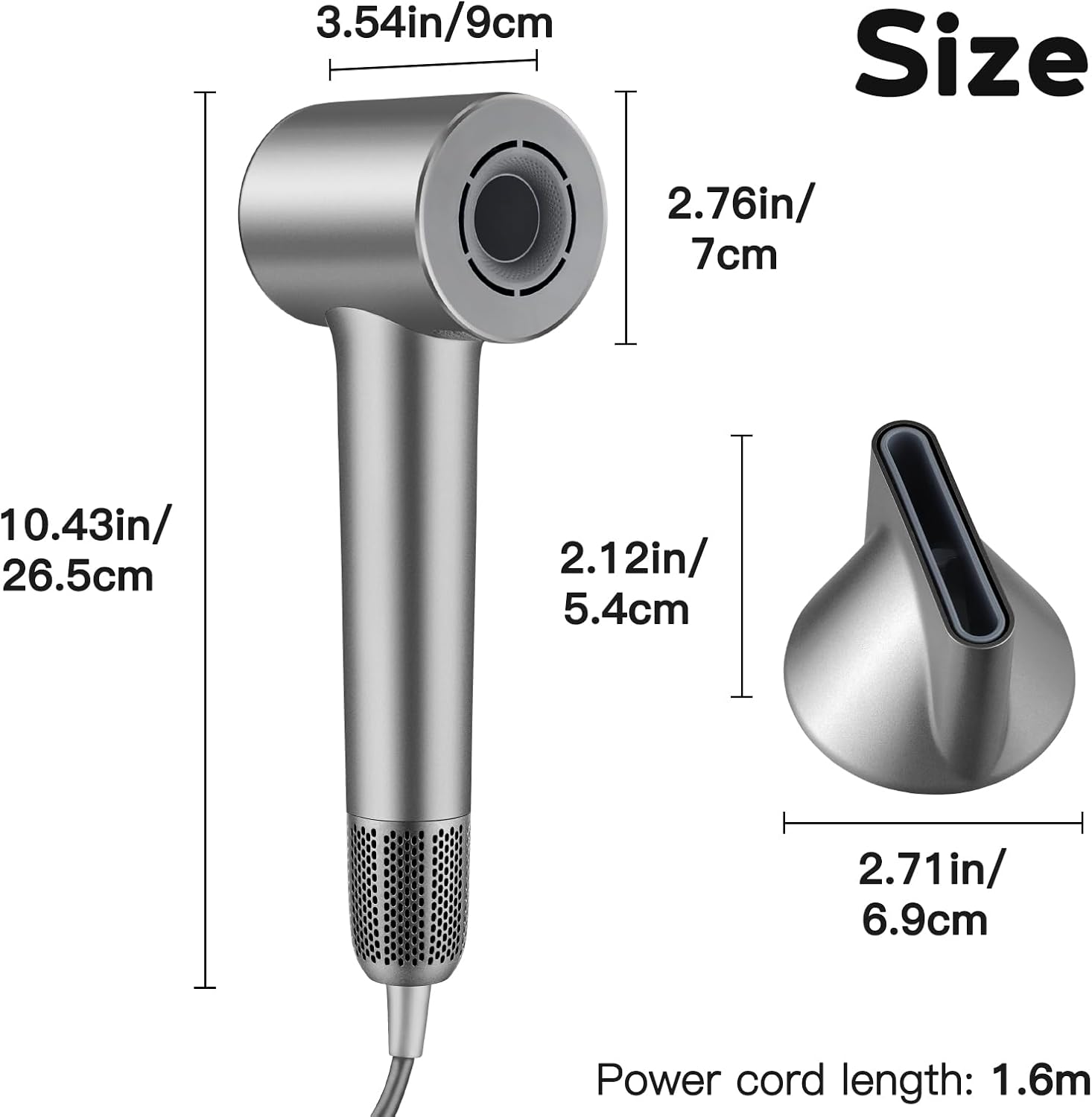 Hair Dryer, 200 Million Negative Ionic 1500W Fast Drying Blow Dryer with 110,000 RPM Brushless Motor, 3 Heat Setting, High-Speed Thermal-Control Hairdryer with 360° Magnetic Nozzle for Home, Travel - Image 6