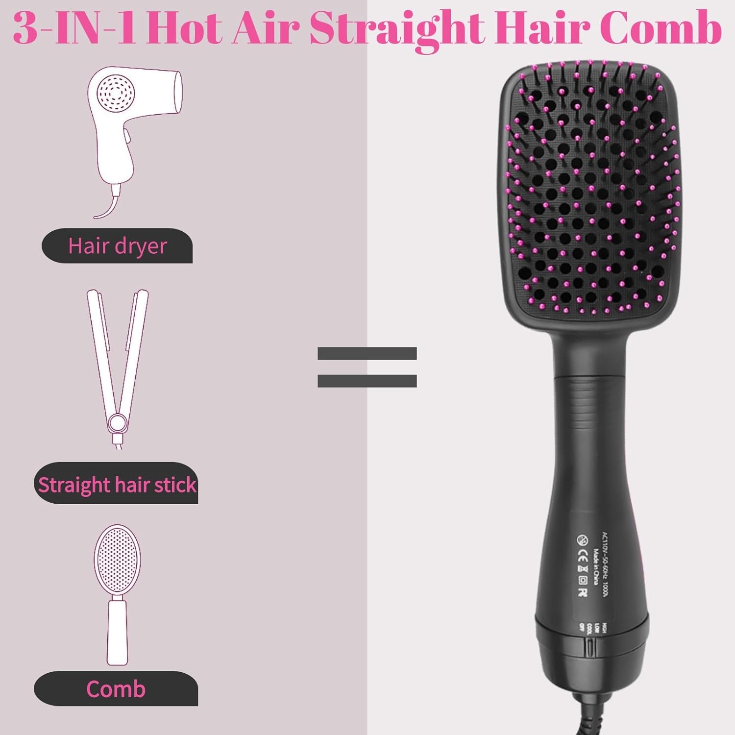 Ionic Hair Dryer and Blow Dryer Brush, 1 Step Straightener, Negative Ion Technology, All Hair Types - Image 5