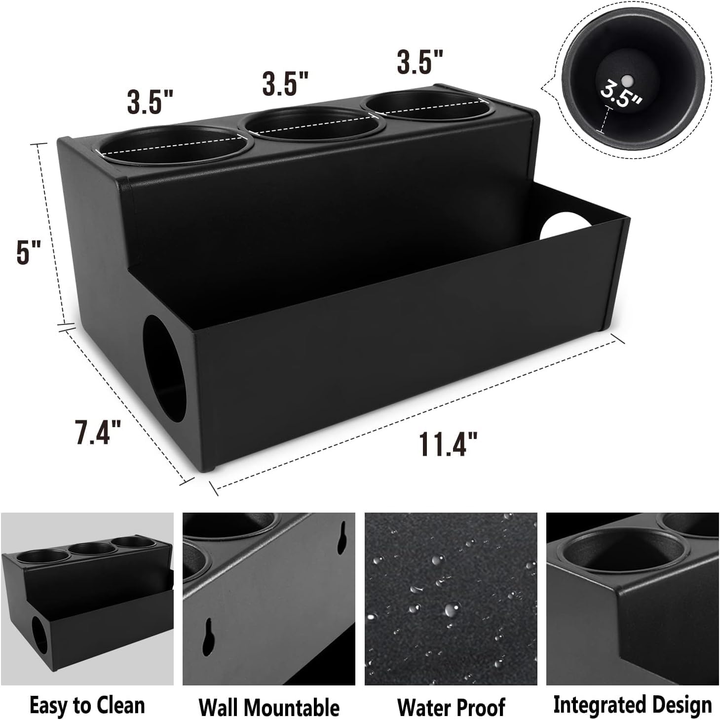 Hair Dryer Holder for Bathroom, Wall-Mounted Stainless Steel Hair Tools Organizer & Makeup Storage Space Saving Countertop Tray, Bathtub Organizer for Curling Irons, Bathtub Organizer - Image 4